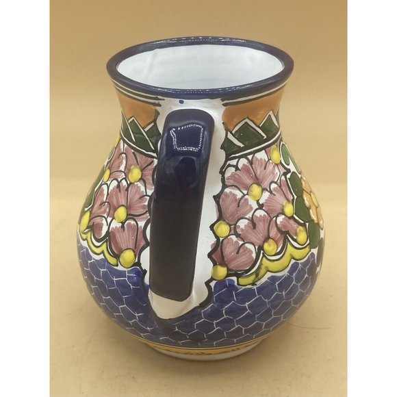 Mexican Puebla Talavera Signed Hernandez Folk Art Pottery Wine Pitcher Jug - Picture 7 of 12